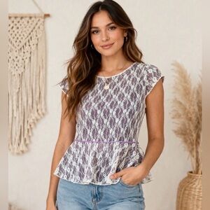 Matilda Jane Purple Ivory Lace Pelham Top Shirt